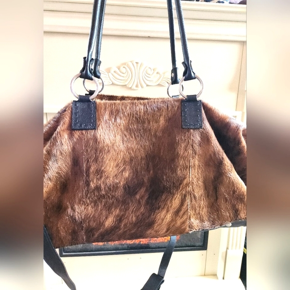 BIG BAD Cowhide Weekender BS TRADING Old West Brown Cow Fur Texas Satchel NEW - Picture 6 of 16